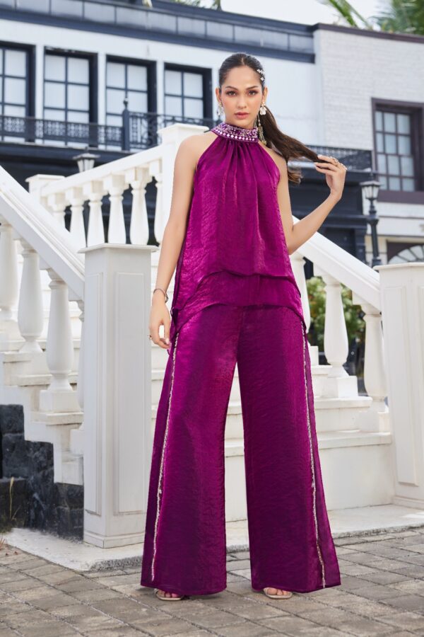 Plum Luxe Draped Co-ord Set