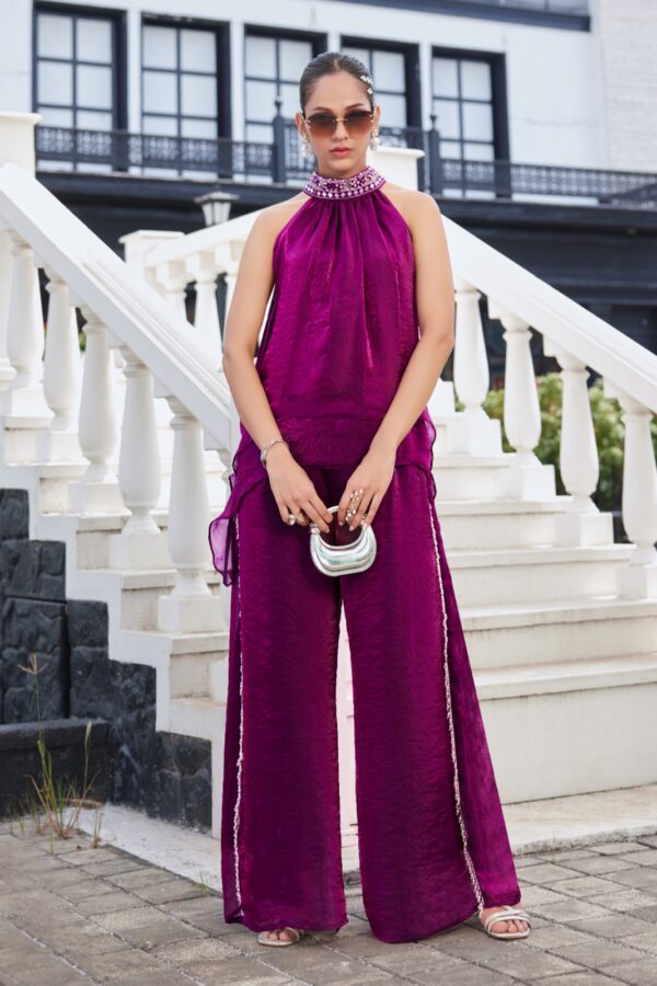 Plum Luxe Draped Co-ord Set