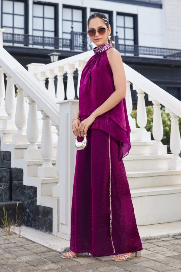 Plum Luxe Draped Co-ord Set